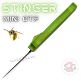 Lime Green California Legal Mini Out The Front Knife Small Automatic Switchblade Key Chain Knives - Stinger Black Blade