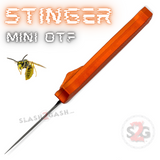 Orange California Legal Mini Out The Front Knife Small Automatic Switchblade Key Chain Knives - Stinger Black Blade