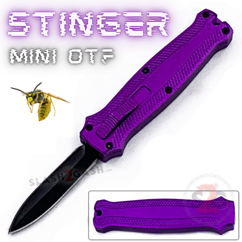 Purple Mini OTF California Legal Knife Small Automatic Switchblade Key Chain Knives - Stinger