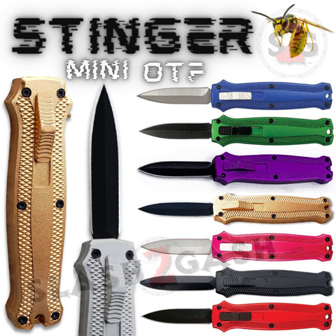 California Legal Mini Out The Front Knife Small Automatic Switchblade Key Chain Knives -  Stinger Asst. colors