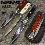 Automatic Switchblade Knives Stag Antler Horn Snakewood Swing Guard Italian Style 9 Inch Italy Swinguard Stiletto Knife