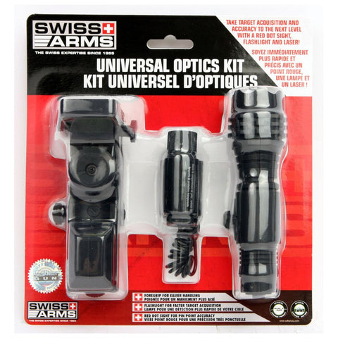 Swiss Arms® Optics Accessory 3 pc Kit - Universal Airsoft Laser, Flashlight, Red Dot Reflex Sight