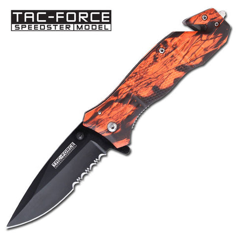 Tac-Force Red Camo Spring Assisted Rescue Knife