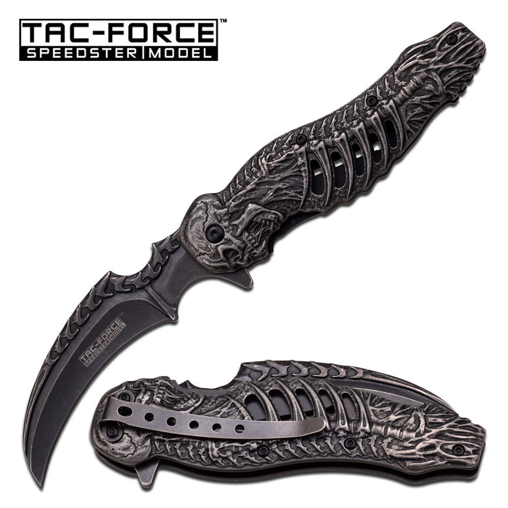 Skull Ribcage Spring Assisted Knife Skeleton Claw Folding Karambit ...