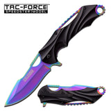 Rainbow Titanium Blade Spring Assisted Pocket Knife Folding Bowie 8"