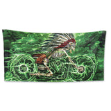 Hot Leathers Skeleton Cycle Green Indian/Native American Headdress Biker Beach Towel 