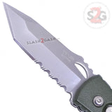 Tanto Warrior OD Green Automatic Knife Premium Switchblade - TAIWAN Satin Finish Serrated