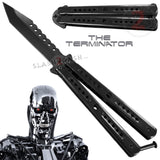 Terminator Butterfly Knife Black Tanto Sawback Balisong Slash2Gash S2G