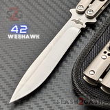 The ONE Titanium Butterfly Knife with BUSHINGS 440C Channel Balisong - Satin 42 clone Plain with Spring Latch