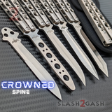 The ONE Titanium Butterfly Knife Crowned Spine 440C Channel Balisong - 40 42 43 46 47 clone with Spring Latch
