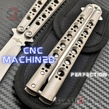 The ONE Titanium Butterfly Knife with BUSHINGS 440C Channel Balisong - 40 42 43 46 47 clone with Spring Latch