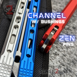 The ONE Channel Balisong Arrow Aluminum Butterfly Knife D2 - (clone) BUSHINGS ZEN PIN Trainer