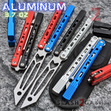 The ONE Channel Balisong ARROW Butterfly Knife w/ Zen Pins - ORIGINAL Training Practice Dull Red Black Blue Silver