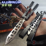 The ONE ALIEN Balisong Channel Butterfly Knife - Black Trainer w/ Bushings Practice Knives Dull Training Safe