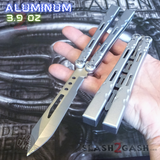 The ONE ALIEN Balisong Channel Butterfly Knife - Silver Sharp w/ Bushings Live Blade Knives