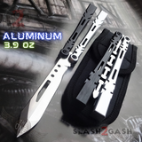 The ONE ALIEN Balisong Black Hardware Butterfly Knife - INKED Sharp Silver Aluminum Live Blade Knives