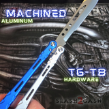 The ONE ALIEN Balisong Channel Butterfly Knife - Machined Aluminum Silver Hardware T6 T8  Torx