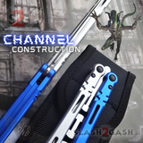 The ONE ALIEN Balisong INKED Butterfly Knife - Black Hardware Channel Construction Blue Silver Original Design