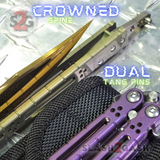 The ONE Butterfly Knife TITANIUM Balisong w/ Tang Pins Crowned Spine - (clone) Lizard 