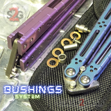 The ONE Butterfly Knife TITANIUM Balisong w/ Bushings System + Washers - (clone) Lizard Blue Purple