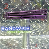 The ONE Butterfly Knife TITANIUM Balisong w/ Bushings - (clone) Lizard Purple Sandwich Construction