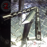 The ONE Butterfly Knife Small Channel Balisong w/ Clip - Tanto 31 (clone) Stainless Steel SS