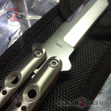 The ONE Butterfly Knife Small 7" Channel Balisong w/ Clip - Tanto 31 (clone) Stainless Steel SS Keen Blades
