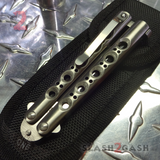 The ONE Butterfly Knife Small 7" Channel Balisong w/ Clip - Tanto 31 (clone) Stainless Steel SS Keen Blades