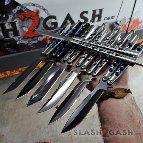 The ONE Balisong Benchmade 4x Clone Butterfly Knife Channel w/ BUSHINGS spring latch slash2gash S2G 42s 43 47
