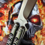 TheONE Titanium Butterfly Knife with BUSHINGS 440C Channel Balisong - Satin 42 Plain with Spring Latch