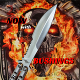The ONE Butterfly Knife 42 Serrated Best Version Channel Construction Balisong Spring Latch w/ BUSHINGS
