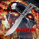 TheONE Butterfly Knife Benchmade Clone 43 Bowie Channel Construction Balisong Spring Latch - Tyrannosaurus Rex