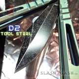 The ONE CHAB Balisong Titanium Channel D2 Tool Steel w/ Bushings Green Butterfly Knife Stonewashed S2G slash2gash
