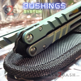 The ONE Channel Balisong Clone Titanium Butterfly Knife D2 w/ Bushing System Green & Black CHAB Stonewashed S2G slash2gash