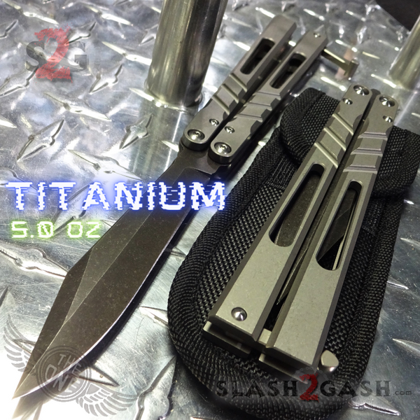 【受注生産品】 Knife Butterfly CHAB TheONE D2 Balisong Handle TITANIUM ブロメリア・エアープランツ