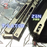 The ONE Channel Balisong TITANIUM Butterfly Knife D2 w/ Zen Pins T-latch - CHAB (clone) Black Stonewash