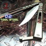 The ONE CHAB Balisong Clone Titanium Channel D2 Tool Steel w/ Bushings Butterfly Knife Grey Stonewashed S2G slash2gash