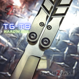 The ONE CHAB Balisong Clone Titanium Channel D2 w/ Bushings Butterfly Knife Gray Stonewashed S2G slash2gash T6 T8 Hardware