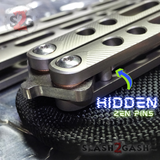 The ONE TITANIUM Balisong EX-10 (clone) Butterfly Knife w/ Bushings Hidden Zen Pins - Gray/Silver