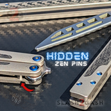 The One EX-10 clone Butterfly Knife Balisong Trainer w/ Carbon Fiber Gray/Silver Titanium Blue Screws