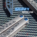 The One EX-10 clone Butterfly Knife Balisong Trainer w/ Carbon Fiber Gray/Silver Titanium Blue Screws
