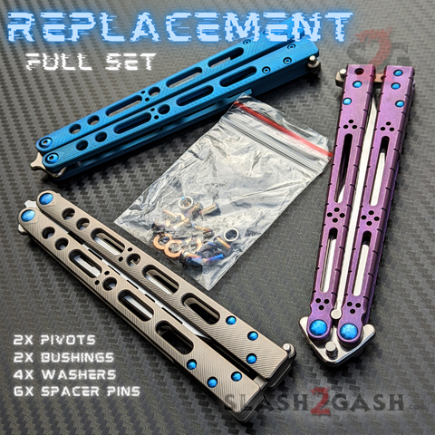 Balisong Spare Hardware Kit for The ONE EX-10 (clone) BLUE Replacement Pivots Bushings Washers Spacer Pins