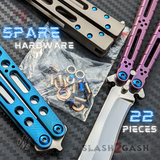 Balisong Spare Hardware Kit for The ONE EX-10 (clone) BLUE Replacement Pivots Bushings Washers Spacer Pins
