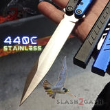 The ONE Channel Balisong FALCON Butterfly Knife - Black Blue Sharp 440C Stainless Steel