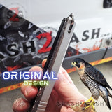 The ONE Balisong Original Design FALCON Butterfly Knife w/ Zen Pins - Black Silver Handles Channel