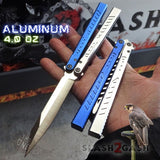The ONE Channel Balisong FALCON Butterfly Knife w/ Zen Pins - ORIGINAL design Blue Silver Sharp