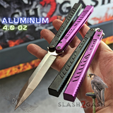 FALCON Balisong The ONE Butterfly Knife Black Purple Channel w/ Zen Pins - Sharp Live Blade