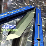 The ONE Kraken (clone) Balisong Butterfly Knife Channel w/ Zen Pins - Blue krake laken Tanto Sharp