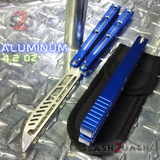 The ONE Channel Balisong KRAKEN (clone) Training Blade Butterfly Knife w/ Bushings - Blue krake laken