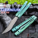 Green Monarch Balisong Clone The One Titanium Butterfly Knife Black Blade Channel Handles Sharp D2 Live Stonewash